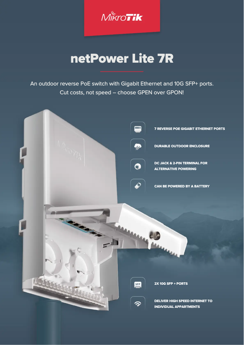 Page 1 de la notice Brochure Mikrotik netPower Lite 7R