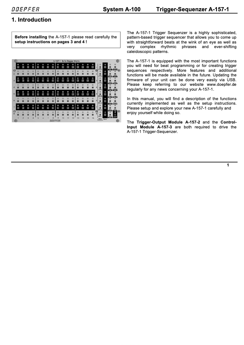 Page 1 de la notice Manuel utilisateur Doepfer A-157-1