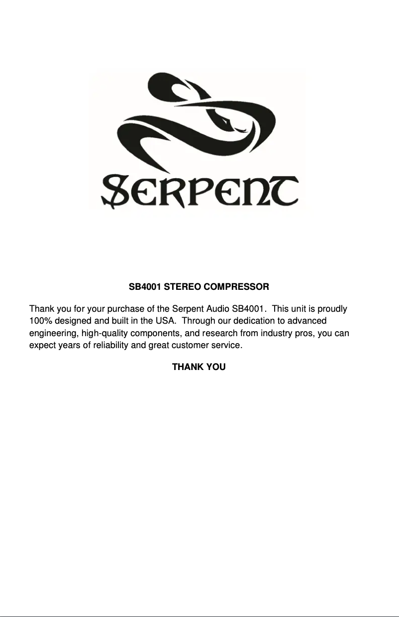 Page 1 de la notice Manuel utilisateur Serpent SB4001