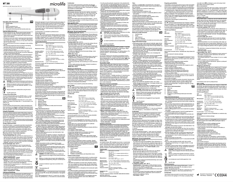 Page 1 de la notice Manuel utilisateur Microlife MT 300