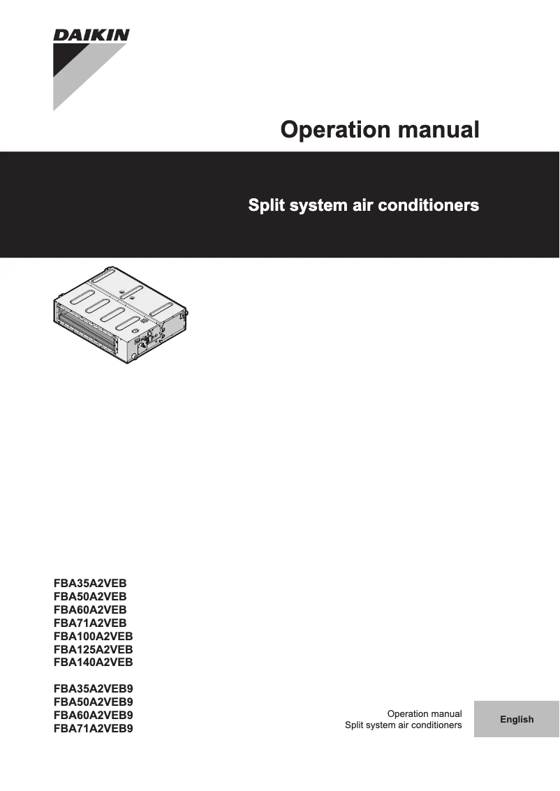 Page 1 de la notice Manuel utilisateur Daikin FBA125A2VEB