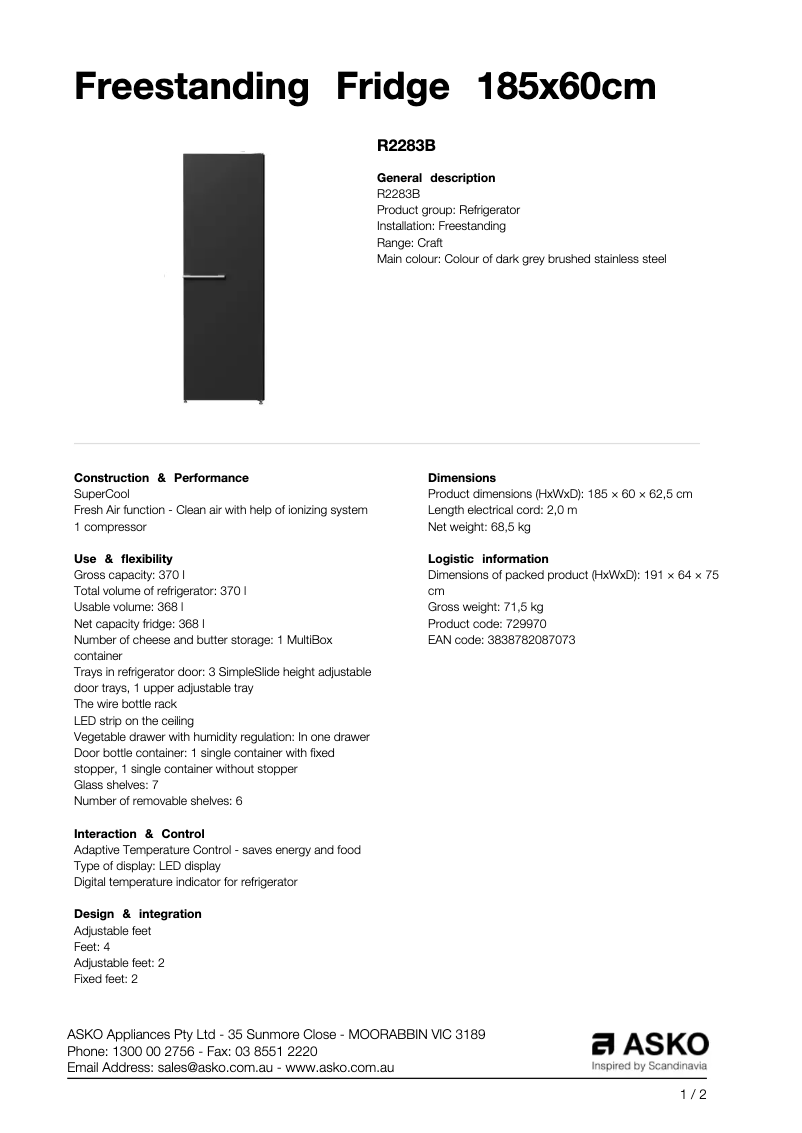 Image de la première page du manuel de l'appareil R2283B