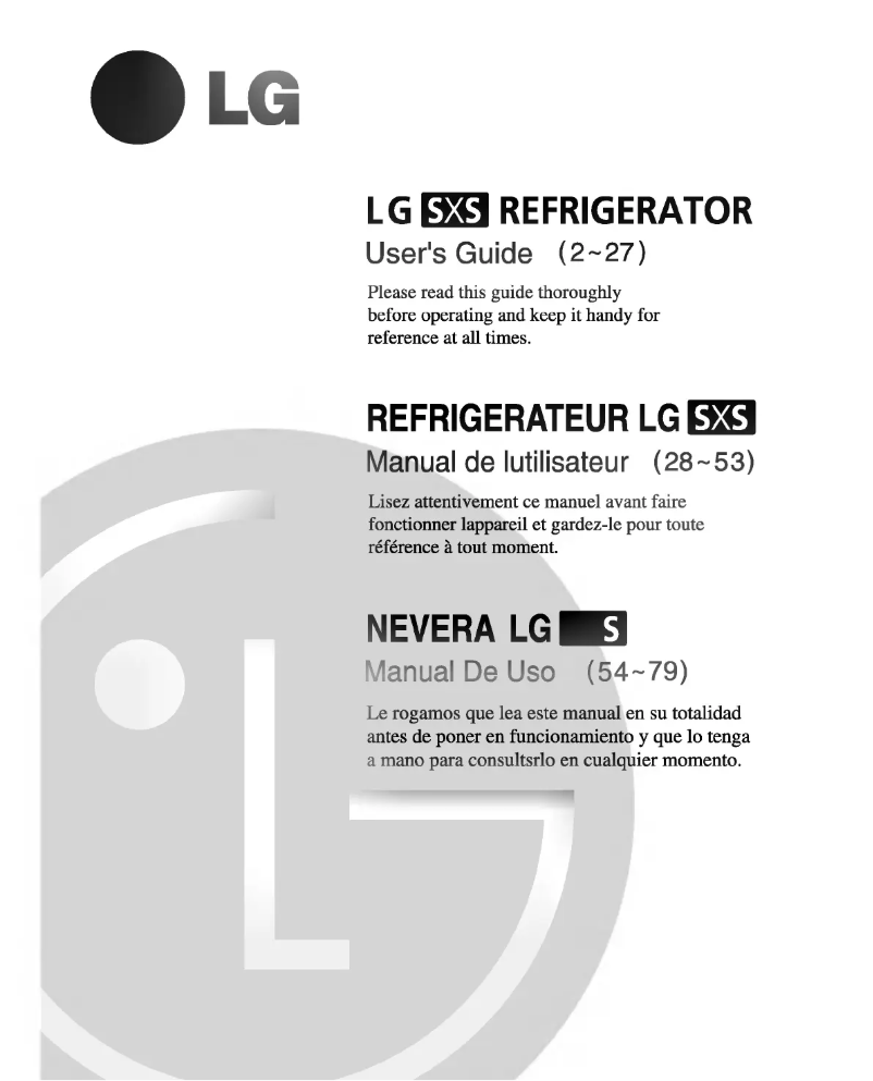 Page 1 de la notice Manuel utilisateur LG GS93W65CEF