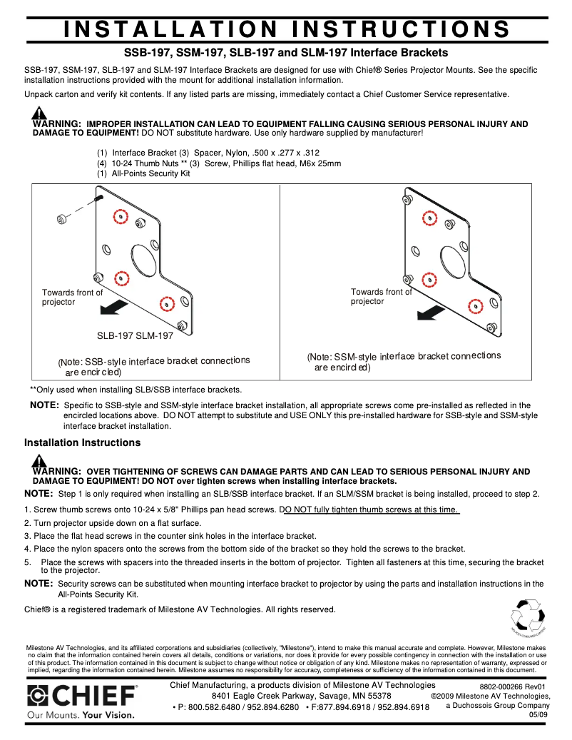 Page n°1 - Manuel utilisateur Chief SLM197