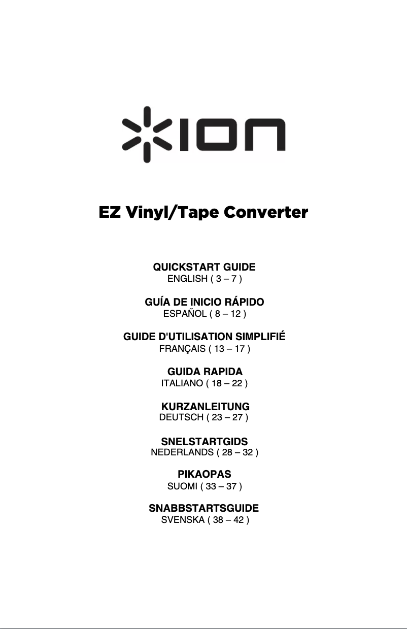 Page n°1 - Manuel utilisateur ION EZ Vinyl/Tape Converter