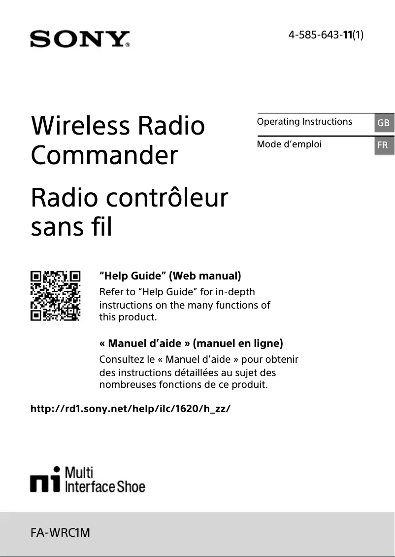 Página 1 del manual Manual de usuario Sony FA-WRC1M