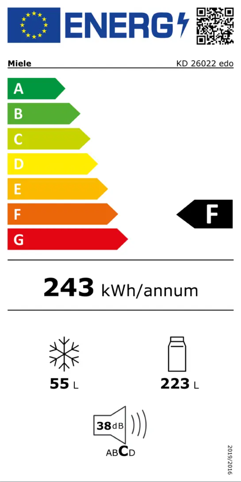 Page n°1 - Label énergétique Miele KD 26022