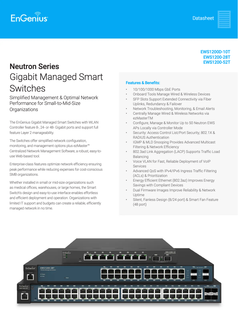Page 1 de la notice Fiche technique EnGenius EWS1200-28T