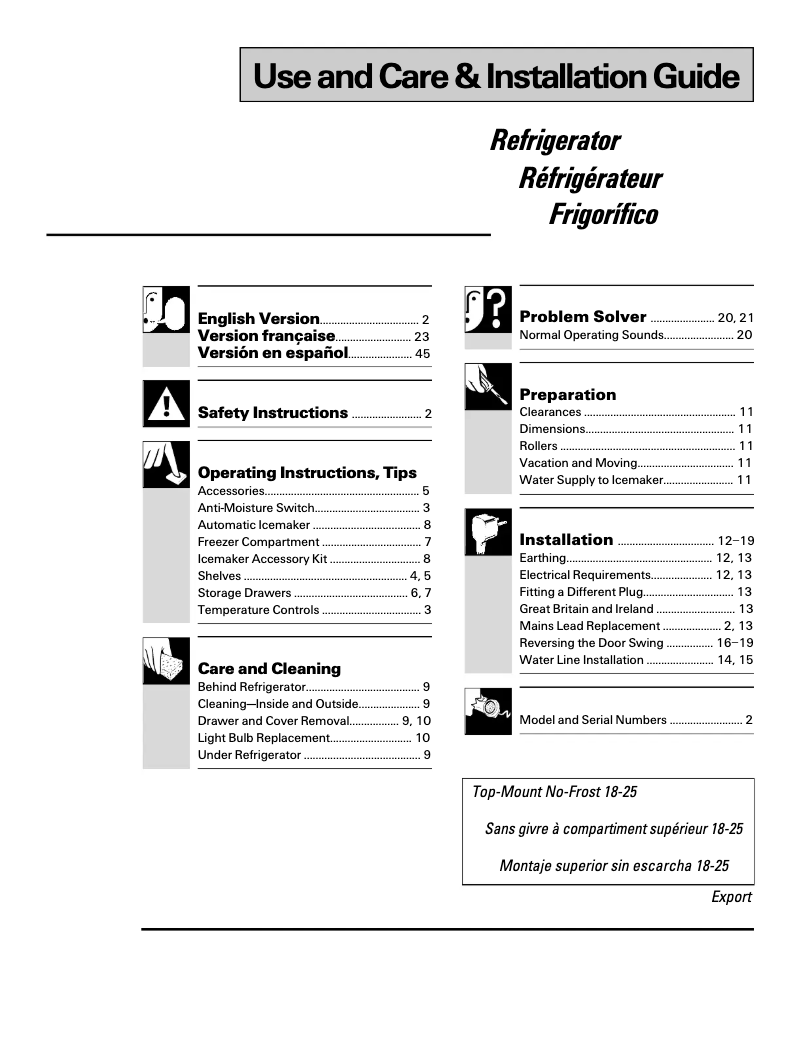 Page n°1 - Manuel utilisateur GE Profile TBG25PABWW