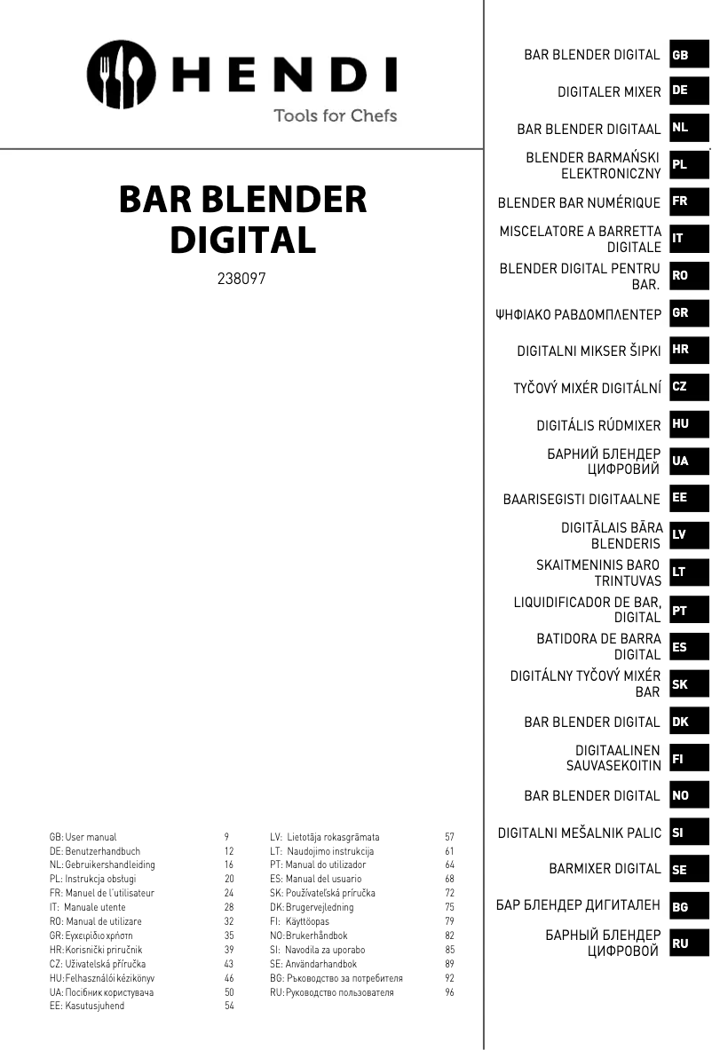 Page n°1 - Fiche technique Hendi 238097