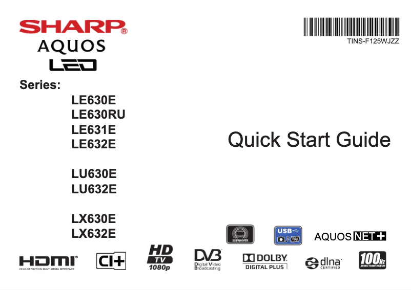 Page n°1 - Manuel utilisateur Sharp LC-40LX630E