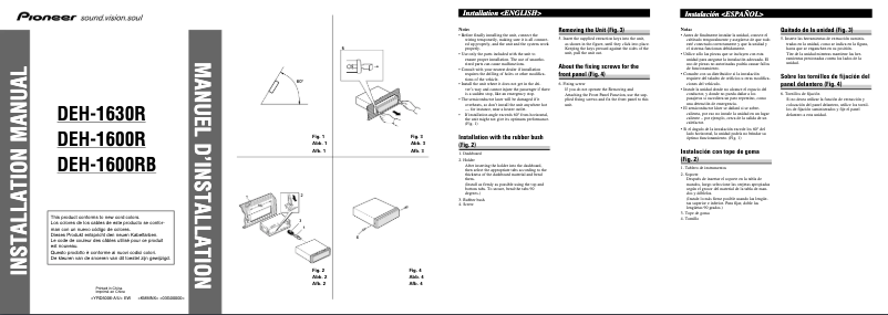Page 1 de la notice Manuel utilisateur Pioneer DEH-1600R