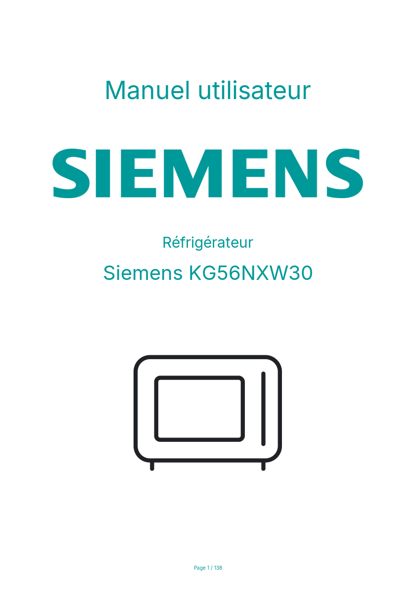 Page n°1 - Manuel utilisateur Siemens KG56NXW30