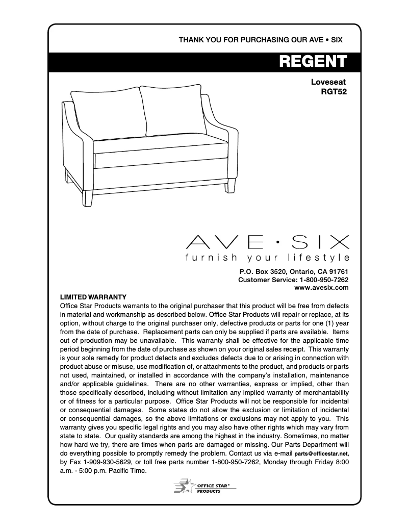 Page n°1 - Manuel utilisateur Ave Six Regent RGT52