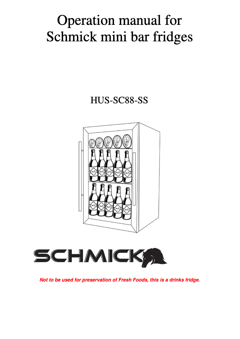 Page n°1 - Manuel utilisateur Schmick HUS-SC88L-SS