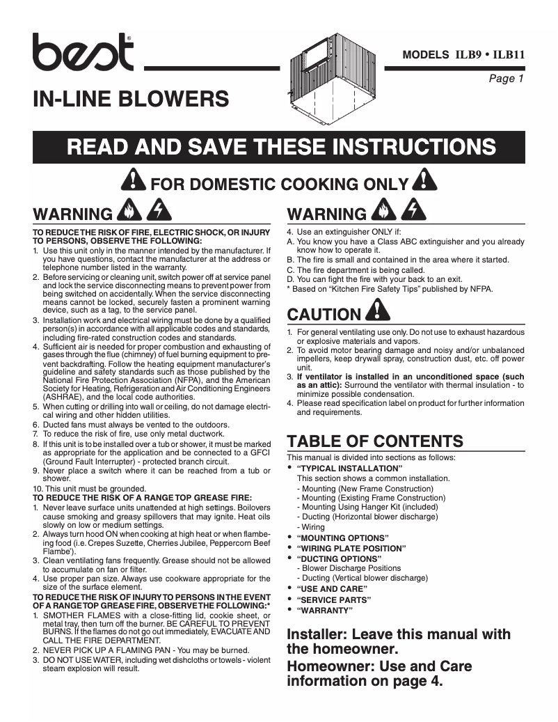 Página 1 del manual Guía de instalación Best ILB11