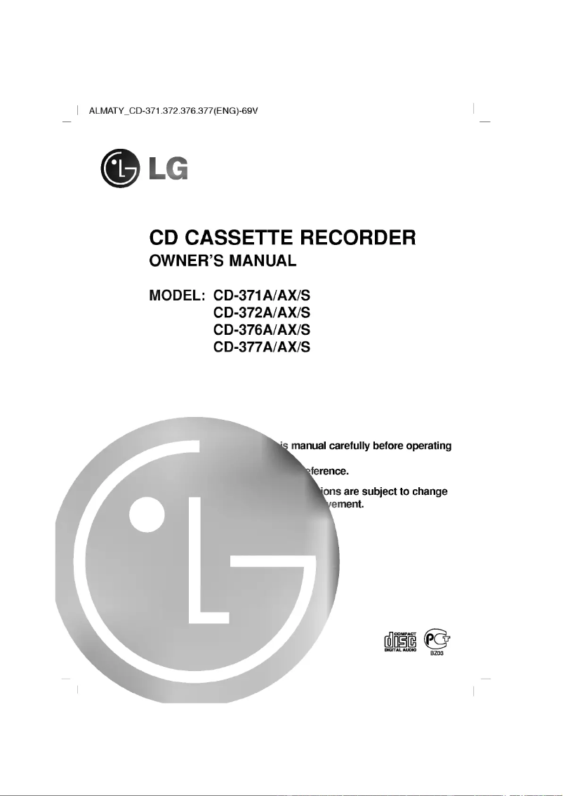 Page n°1 - Manuel utilisateur LG CD-372AX