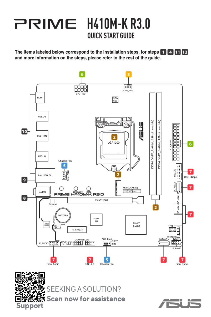 Page 1 de la notice Guide de démarrage rapide Asus PRIME H410M-K
