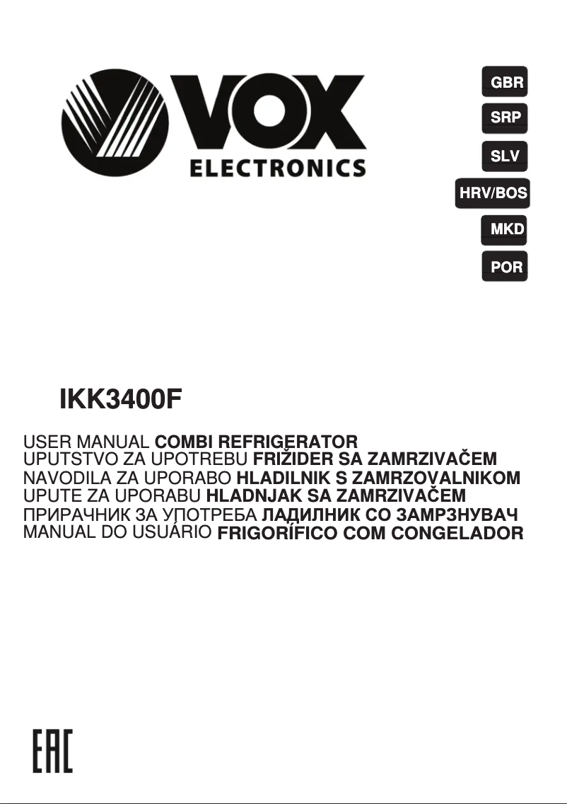 Page 1 de la notice Manuel utilisateur VOX IKK3400F
