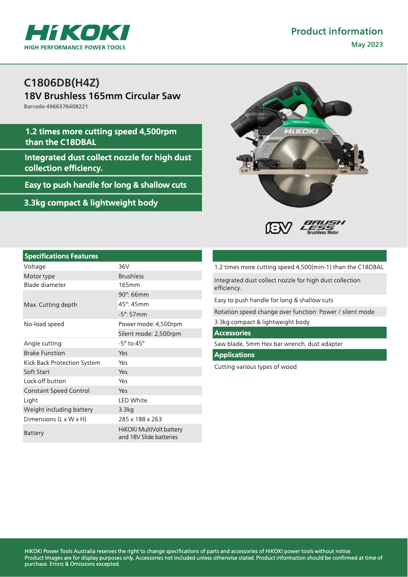 First page image of the manual for C1806DB