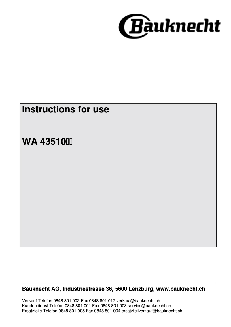 Page 1 de la notice Manuel utilisateur Bauknecht WA 43510