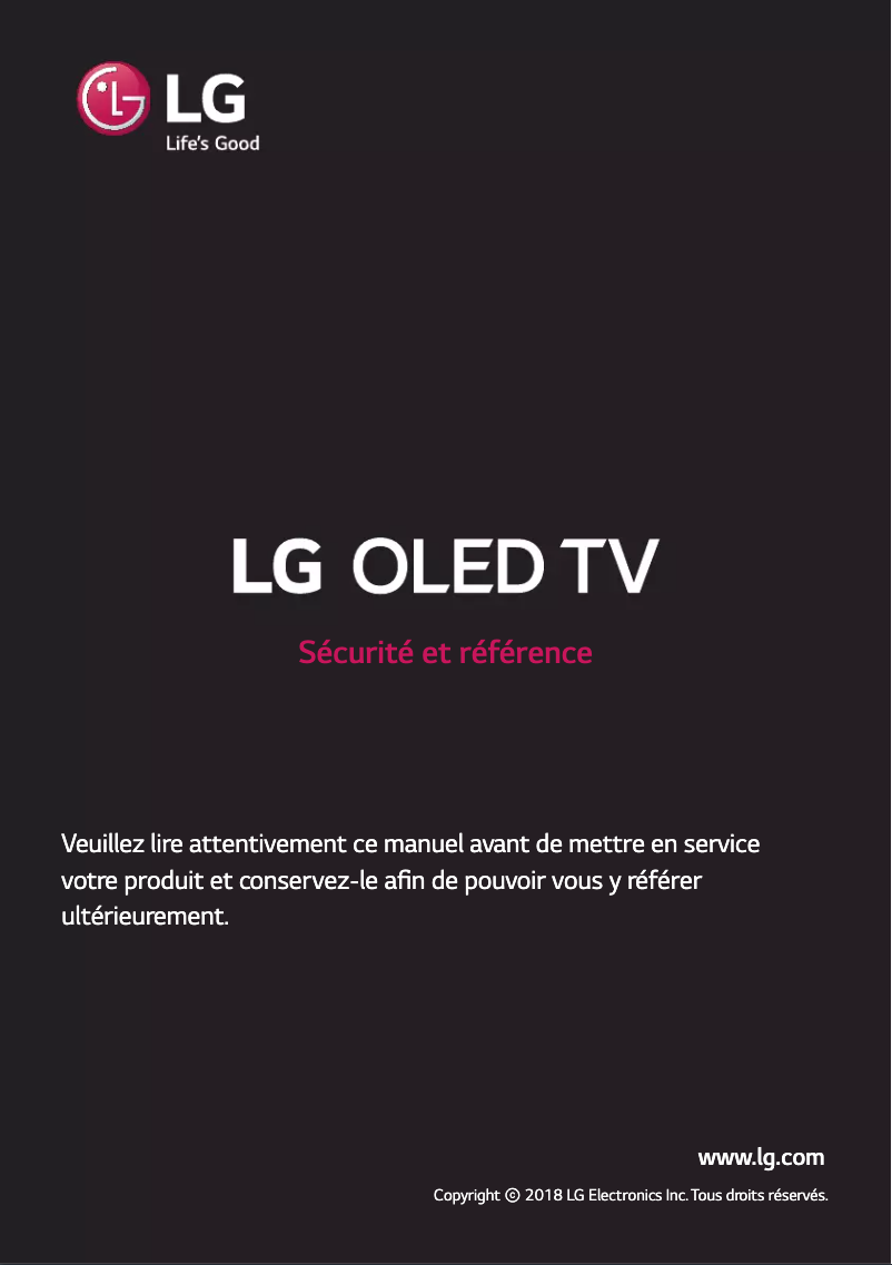 Page 1 de la notice Manuel utilisateur LG OLED65W8PVA