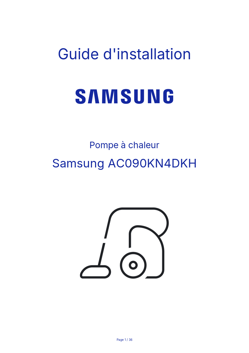 Page n°1 - Guide d'installation Samsung AC090KN4DKH