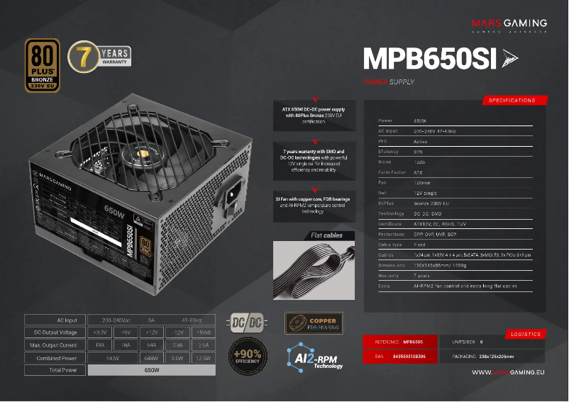 Page 1 de la notice Manuel utilisateur Mars Gaming MPB650SI