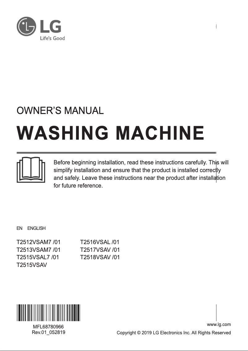 Page 1 de la notice Manuel utilisateur LG T2515VSAV