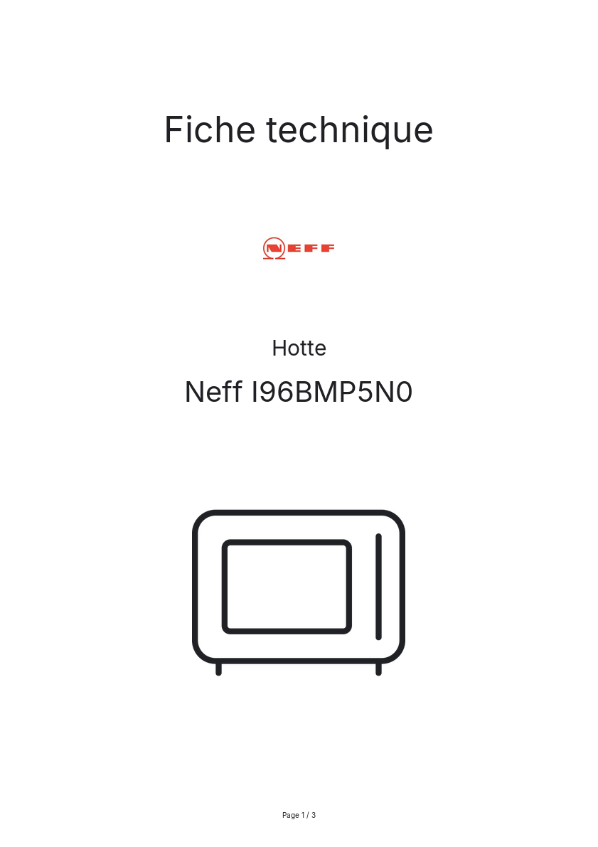 Page n°1 - Fiche technique Neff I96BMP5N0