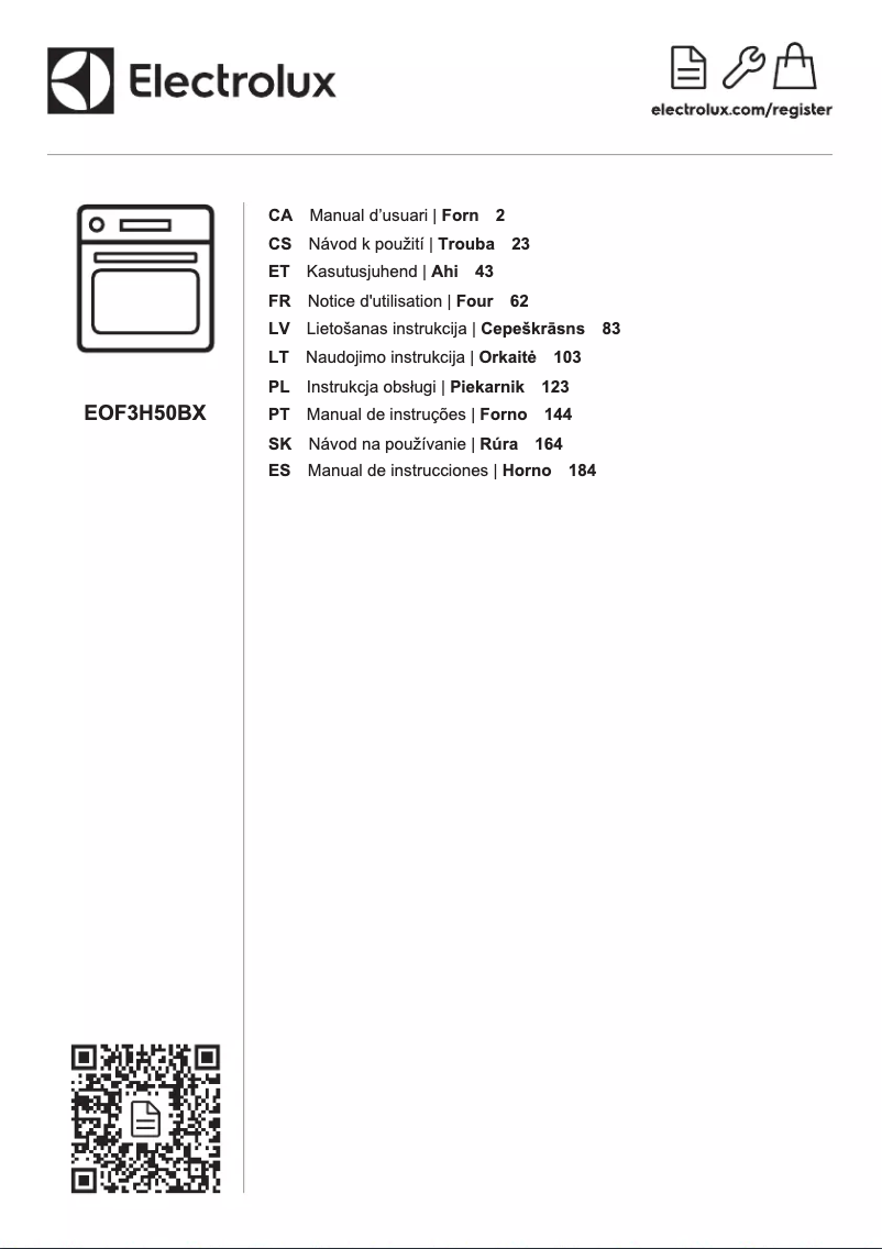 Page n°1 - Manuel utilisateur Electrolux EOF3H50BX