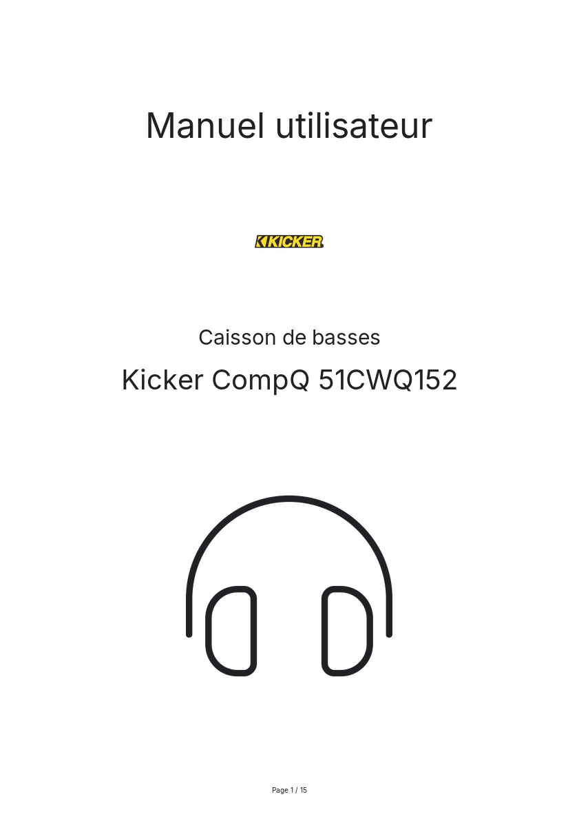 Page n°1 - Manuel utilisateur Kicker CompQ 51CWQ152