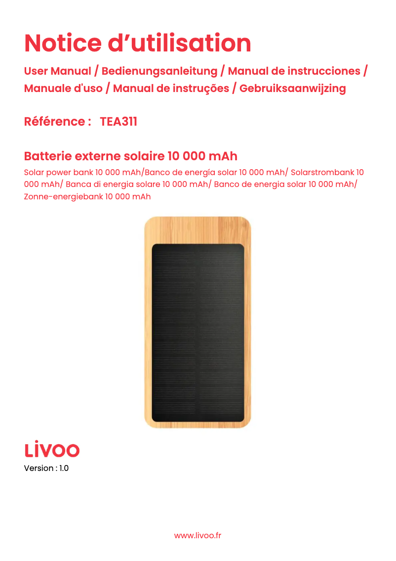 Image de la première page du manuel de l'appareil TEA311