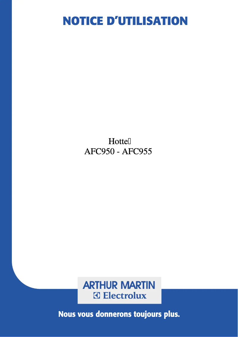 Page 1 de la notice Manuel utilisateur Arthur Martin-Electrolux AFC950N