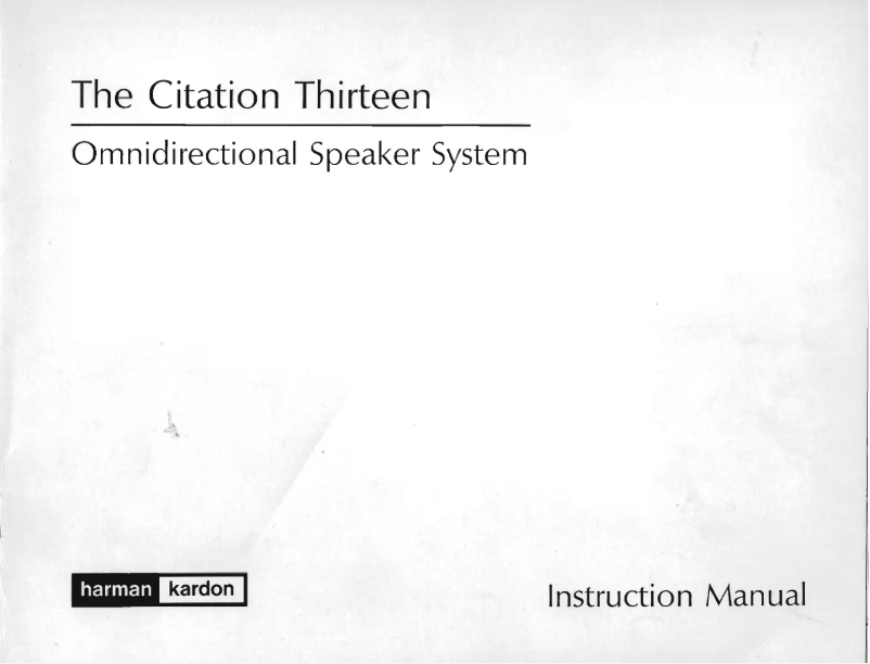 Page n°1 - Manuel utilisateur Harman Kardon Citation Thirteen