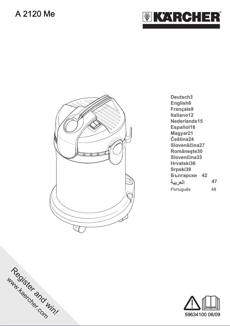 Page n°1 - Manuel utilisateur Kärcher A 2120 me