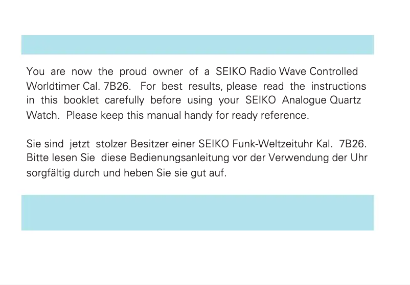 Page 1 of the manual User Manual Seiko 7B26