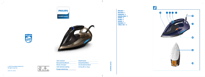 Page 1 de la notice Manuel utilisateur Philips Azur Advanced OptimalTEMP GC4932