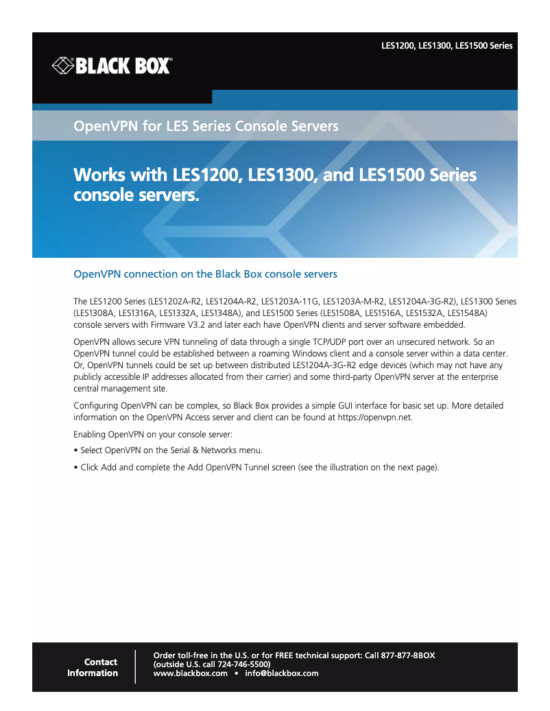 Page n°1 - Manuel utilisateur Black Box LES1548A