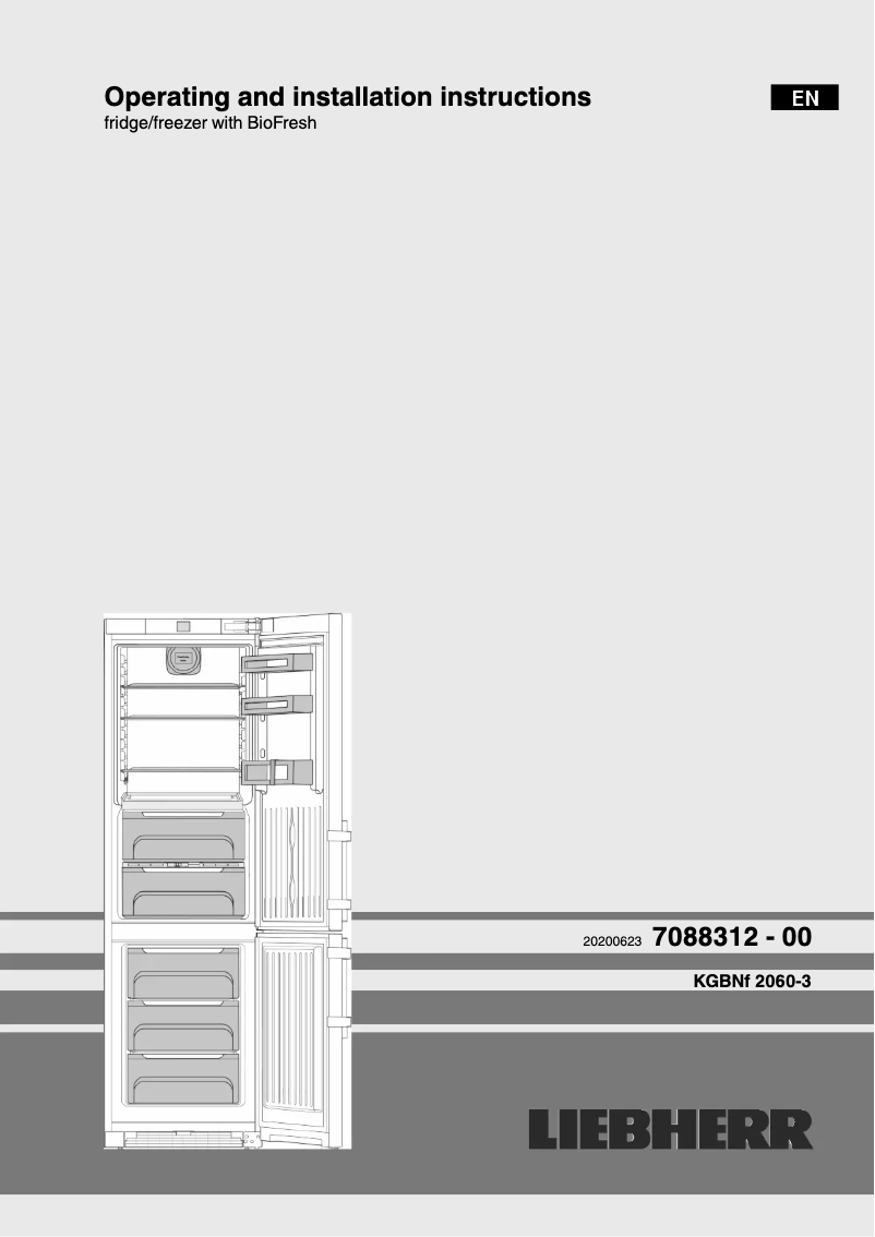Page 1 de la notice Manuel utilisateur Liebherr KGBNf 2060-3