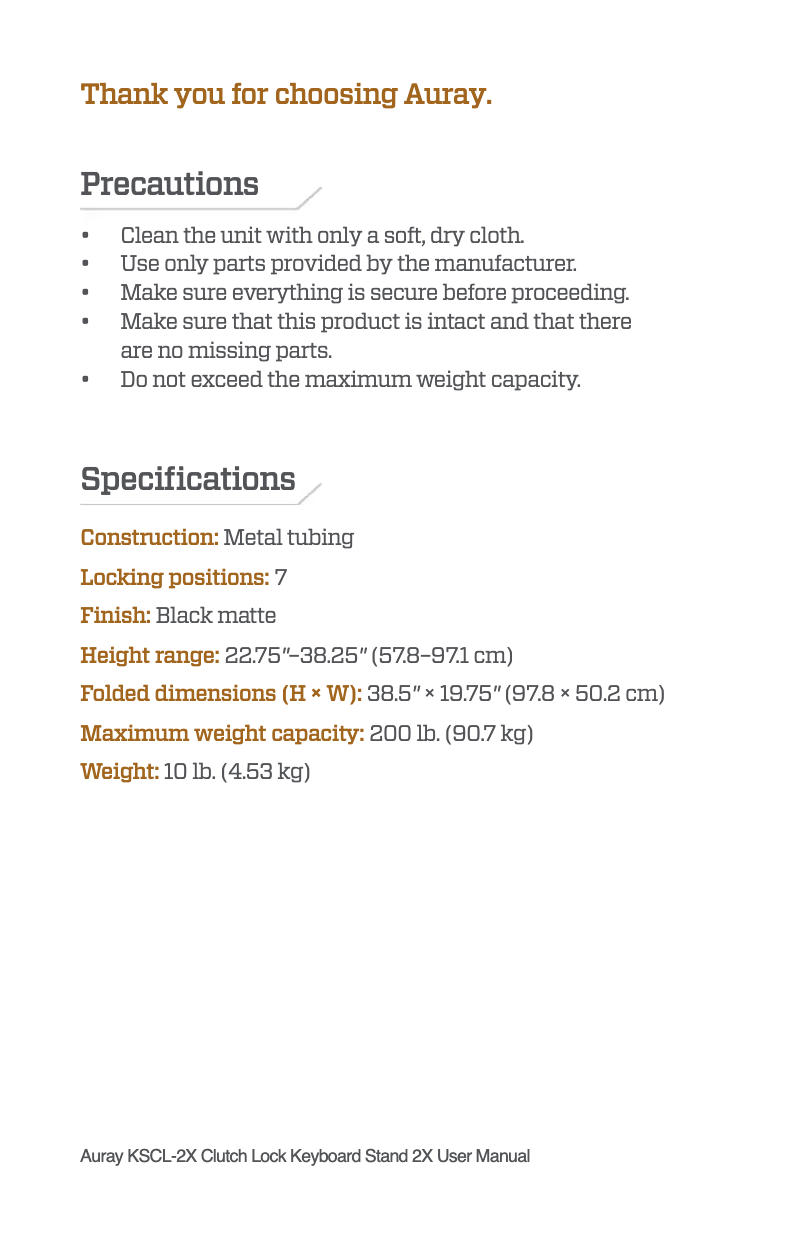 Page 1 de la notice Manuel utilisateur Auray KSCL-2X