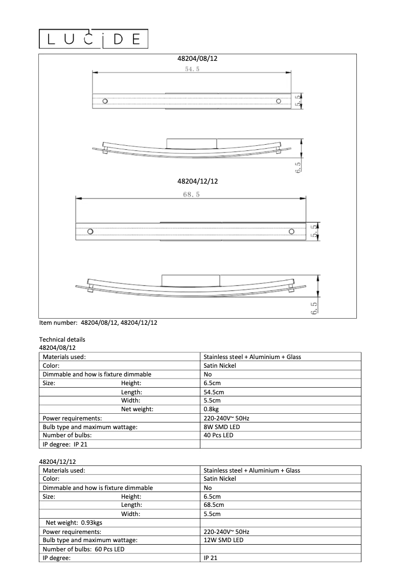 Page 1 de la notice Manuel utilisateur Lucide Boaz 48204/12/12