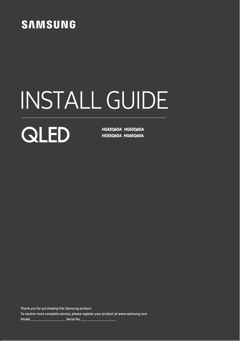 Page 1 de la notice Guide d'installation Samsung HG43Q60AAAW
