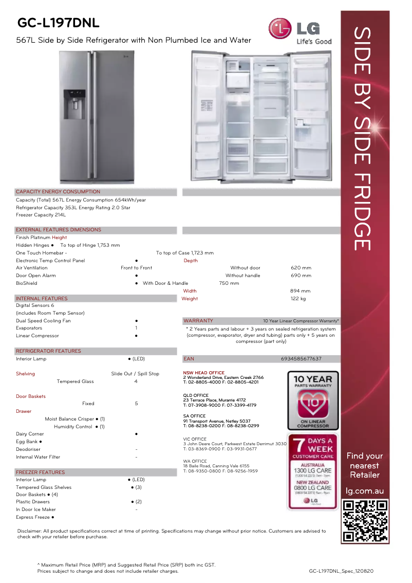 Image de la première page du manuel de l'appareil GC-L197DWNL