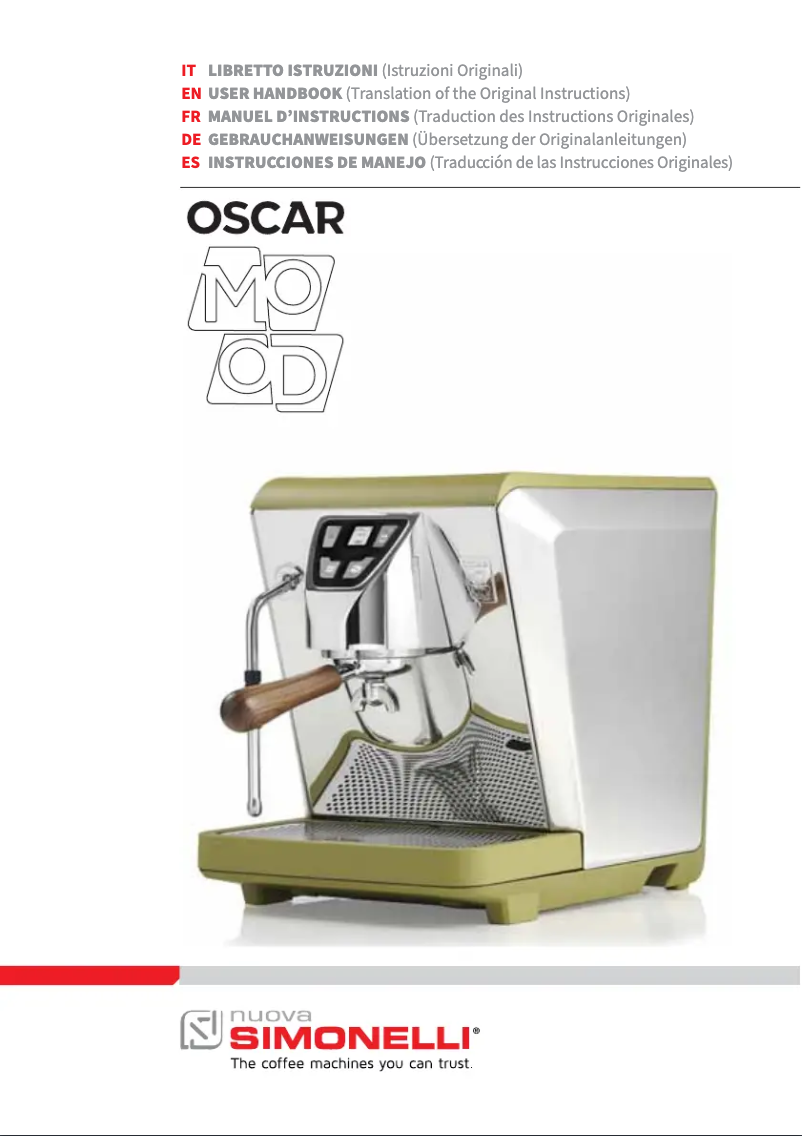 Page 1 de la notice Manuel utilisateur Nuova Simonelli Oscar Mood