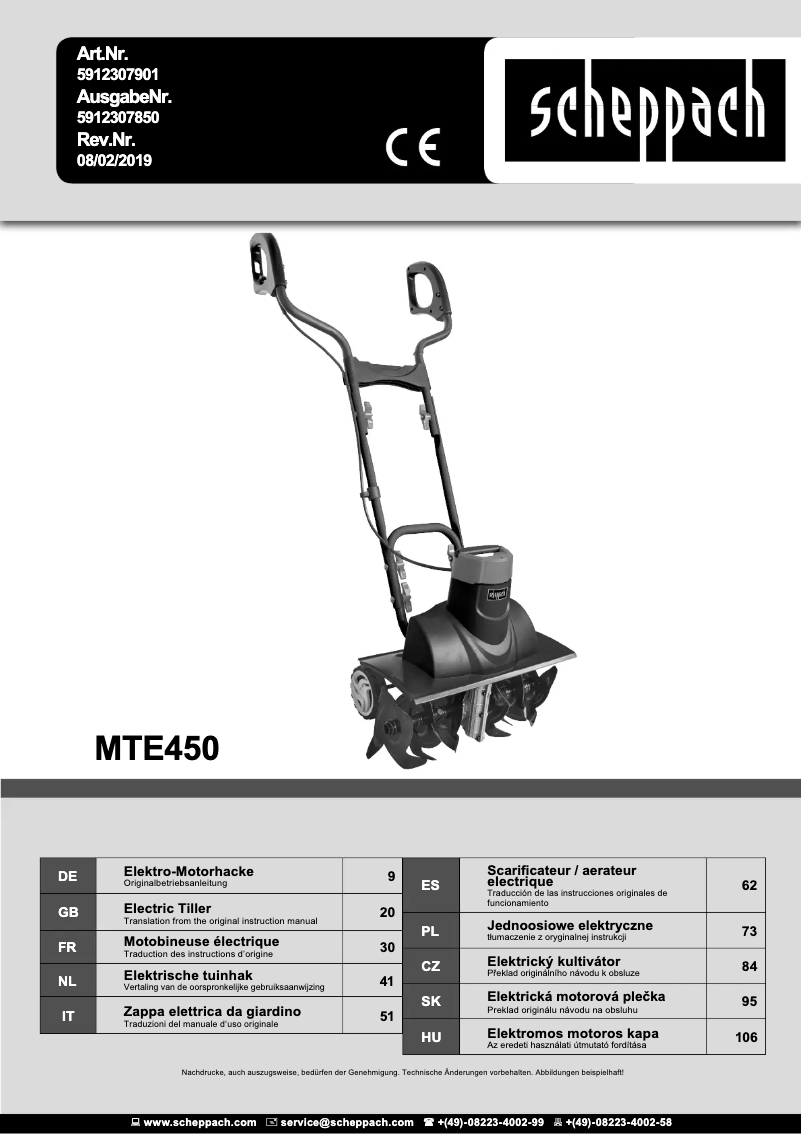 Imagen de la primera página del manual del dispositivo MTE450
