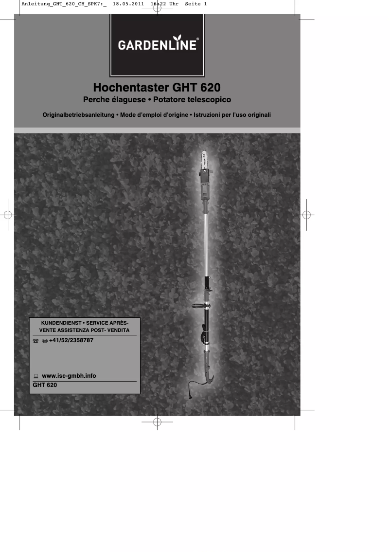 Page 1 de la notice Manuel utilisateur Gardenline GHT 620