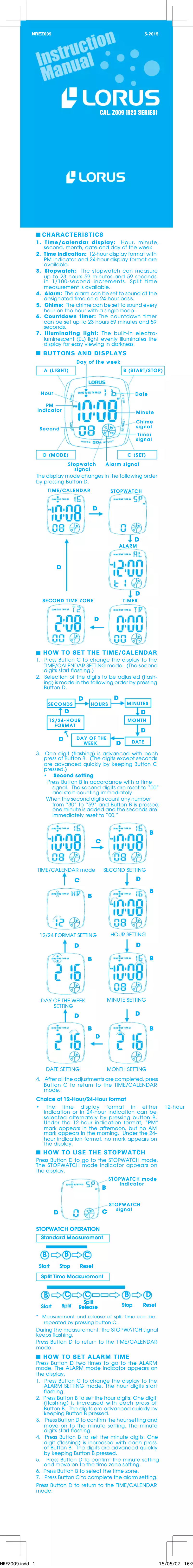 Image de la première page du manuel de l'appareil Z009