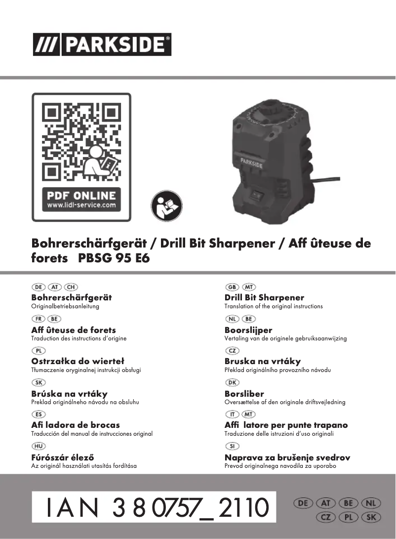 Page 1 de la notice Manuel utilisateur Parkside PBSG 95 E6