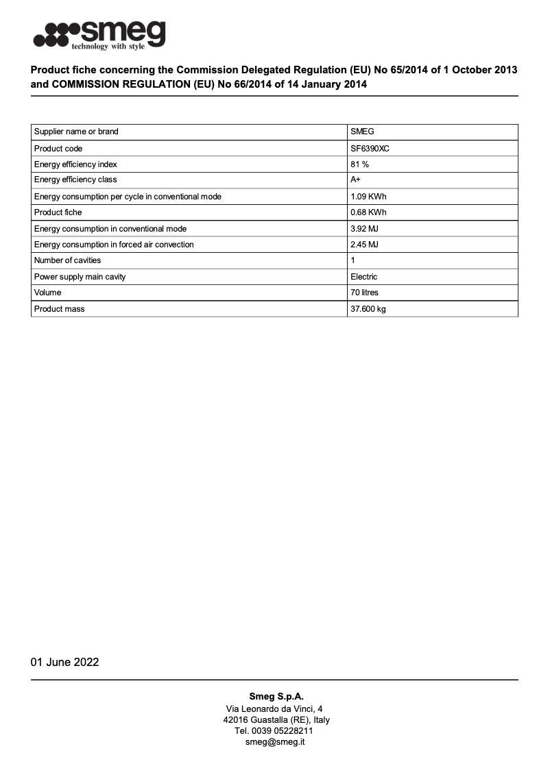 Page n°1 - Brochure Smeg SF6390XC
